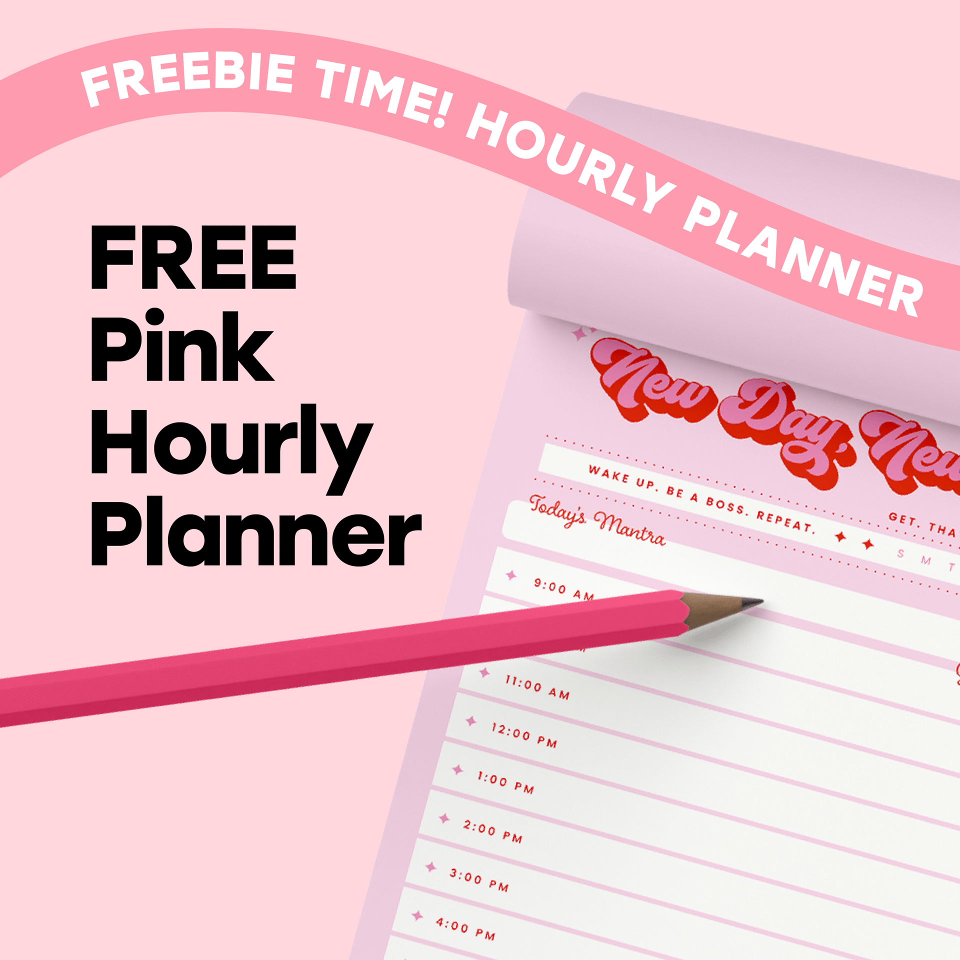 FREEBIE! The Pink Hourly Planner for the Most Productive Day! (Digital File)