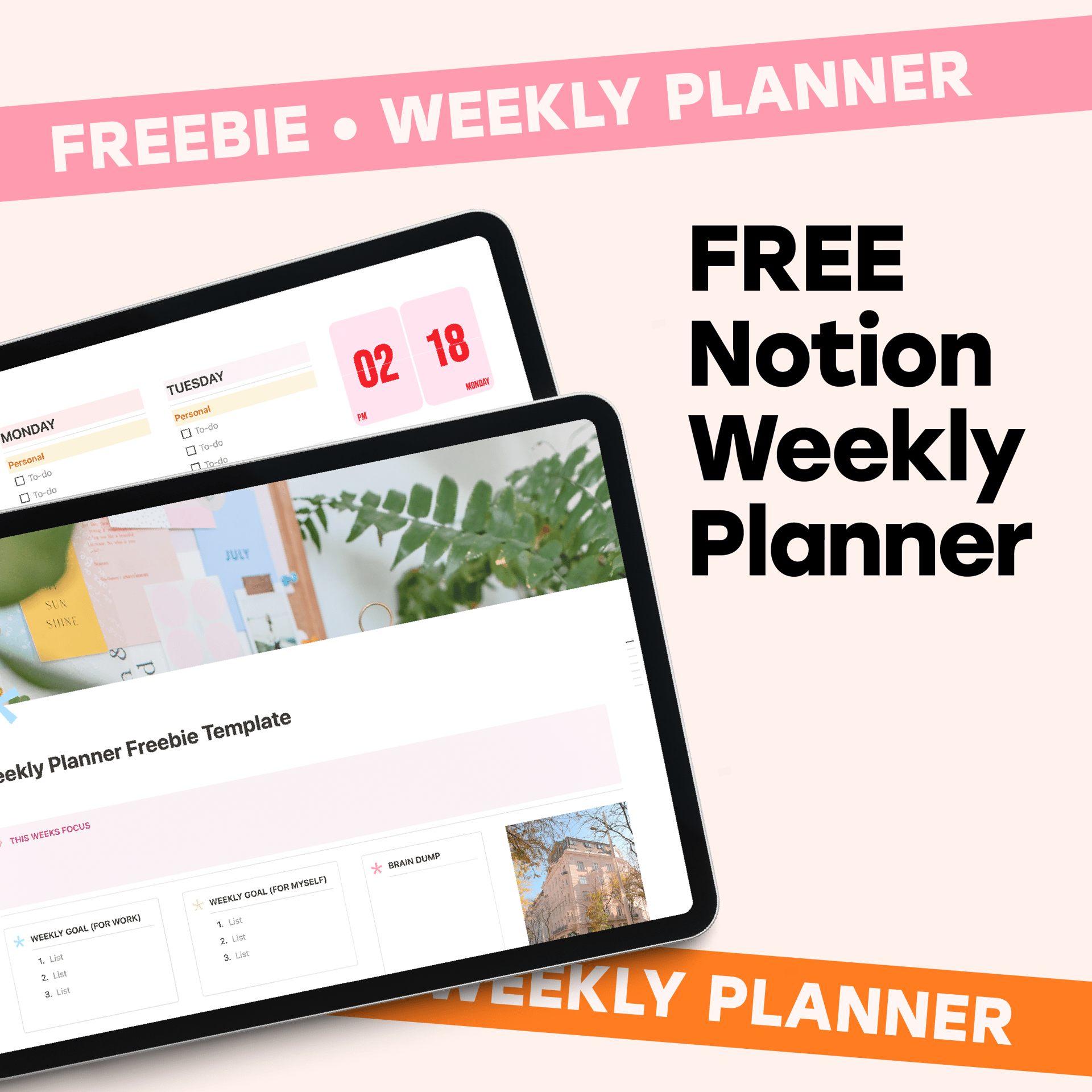 FREEBIE! The Most Organised (and Colourful) Notion Weekly Planner Template!